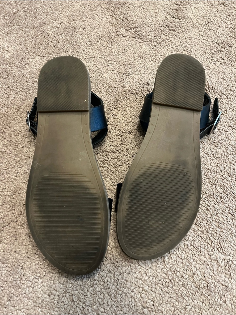 Steve Madden Black and Tan Open-Toe Ankle-Strap Sandals - Picture 3 of 6